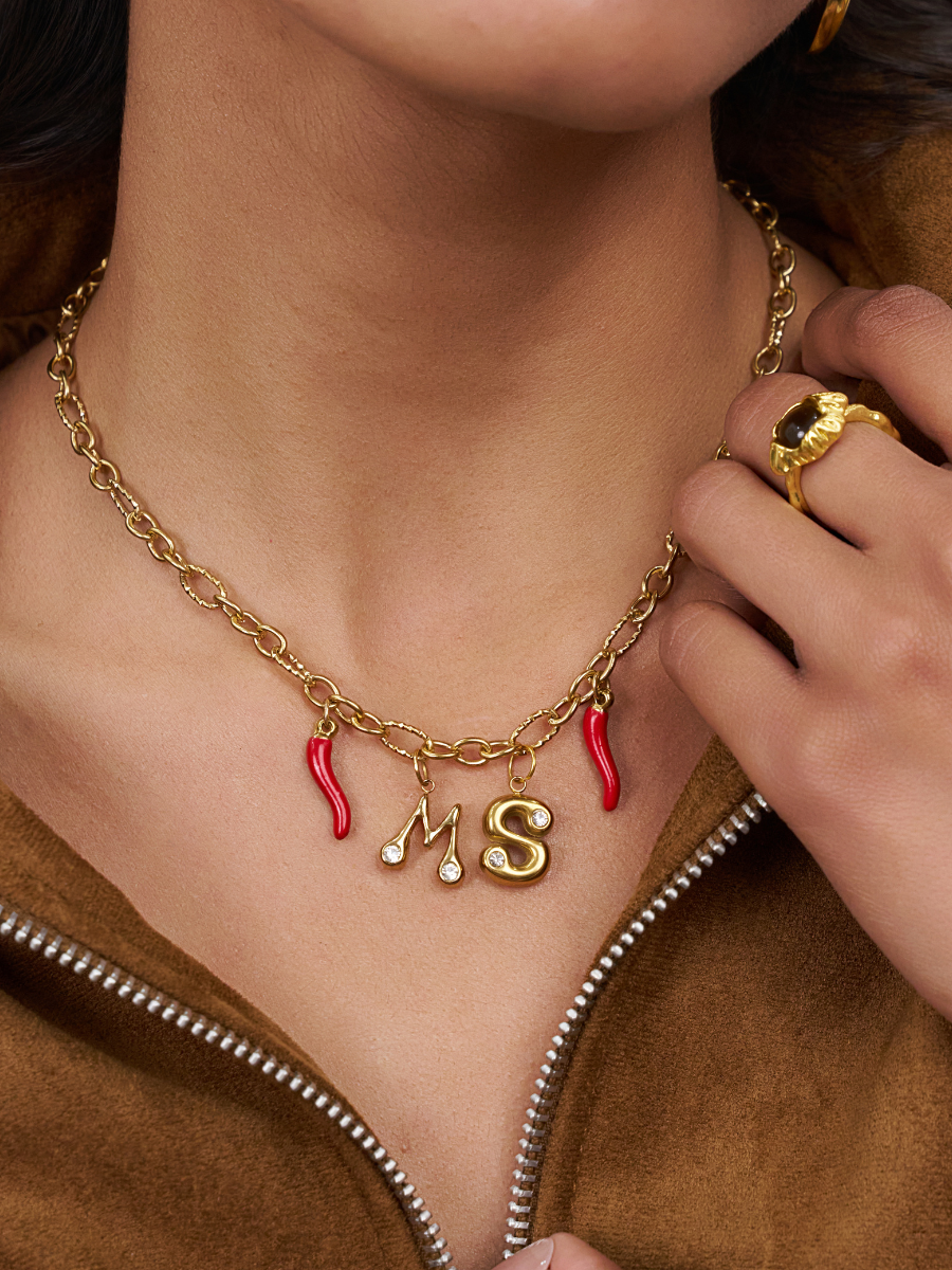 Spicy Initial Charm Necklace