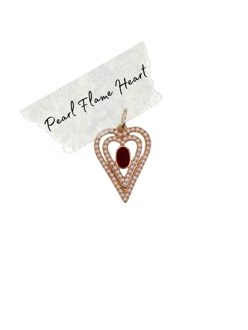 Pearl Flame Heart Charm