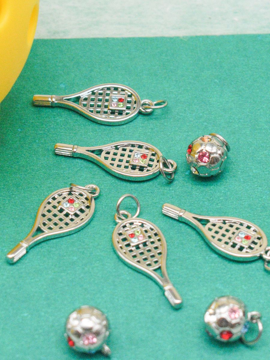 Silver Tennis Spark Charm