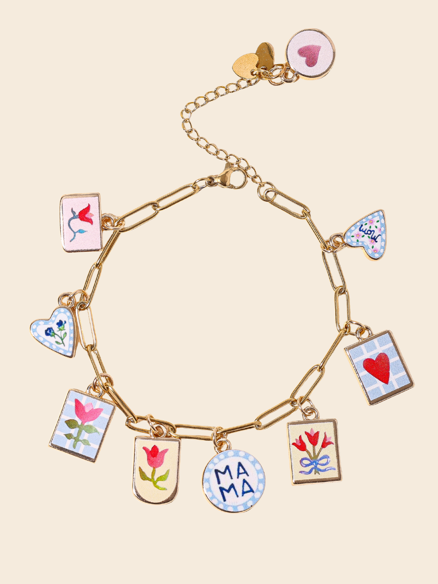 Blue Blossom Heart Charm
