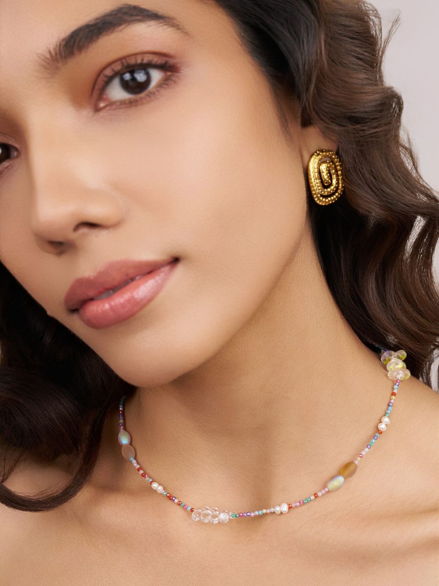 Rainbow Crystal Beaded Necklace