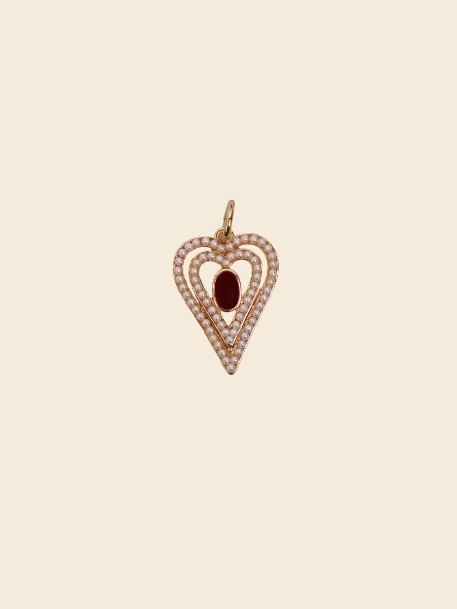 Pearl Flame Heart Charm