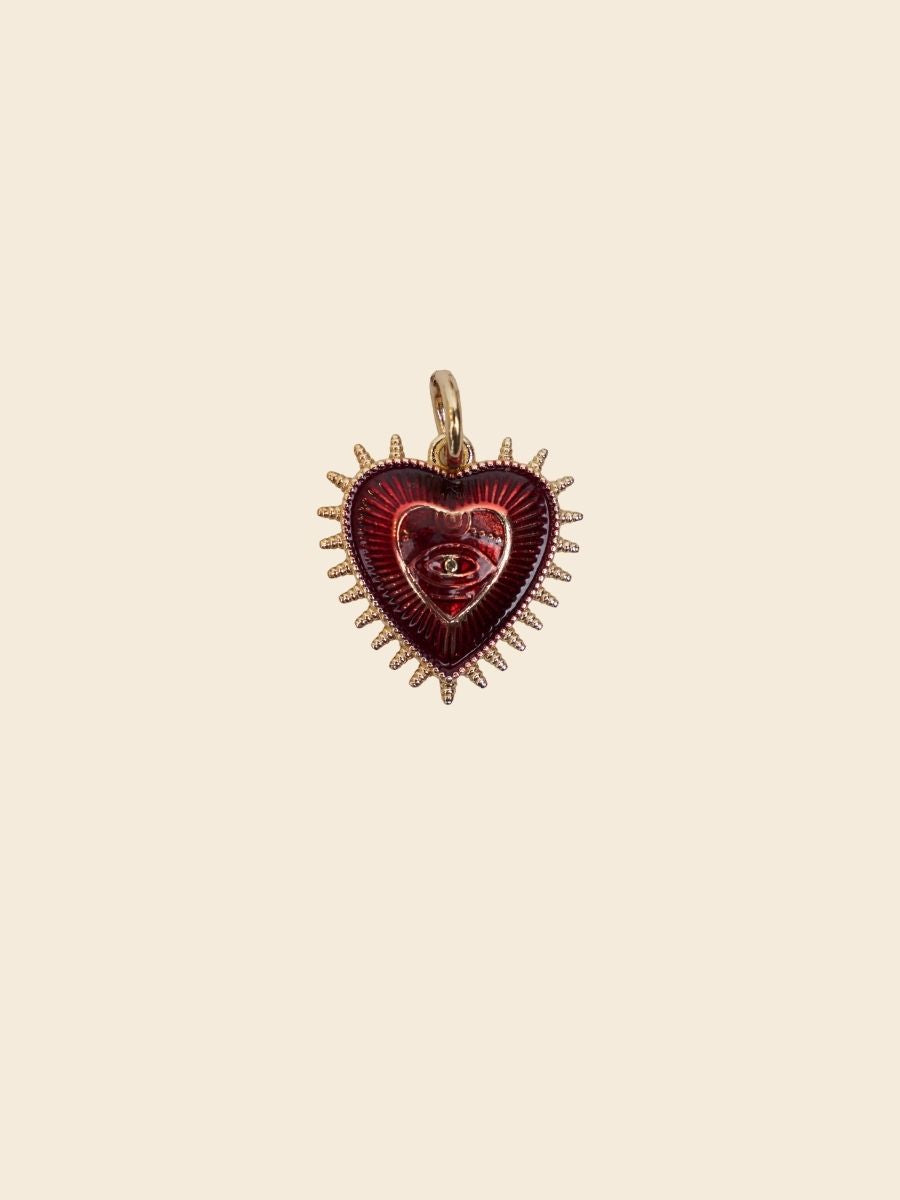 Crimson Sacred Eye Heart Charm