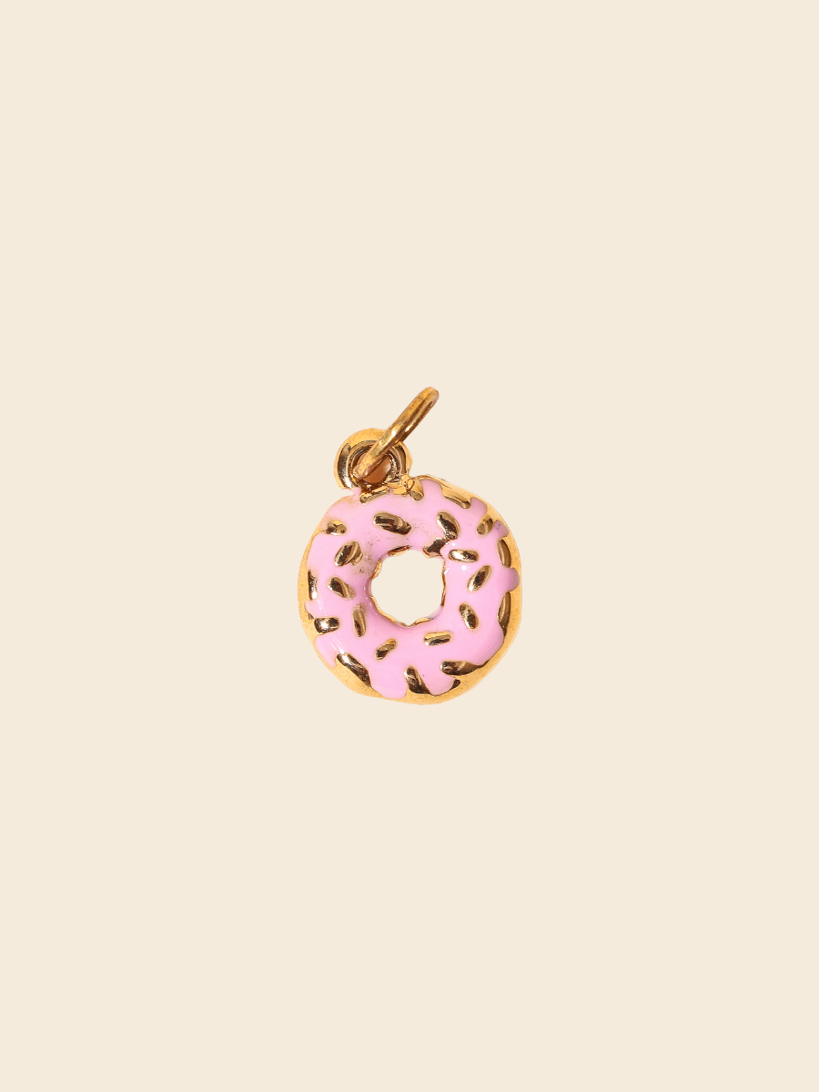 Pink Donut with Golden Sprinkles Charm