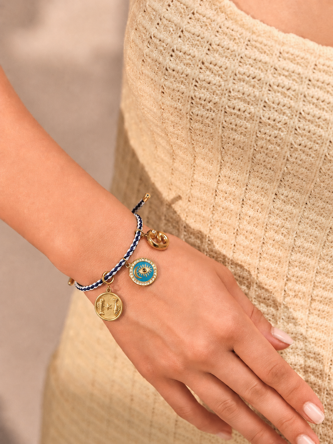 Nautical Evil Eye Cord Bracelet
