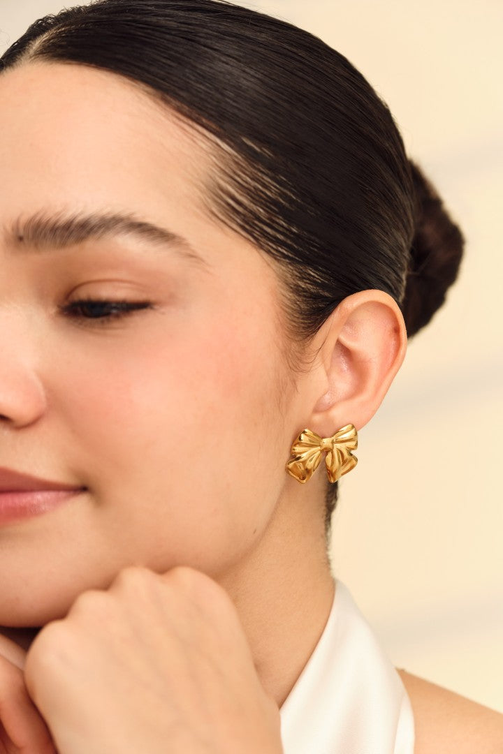 Belle Bow Studs in Gold