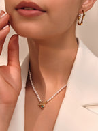 Emerald Heart Pearl Necklace