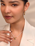 Emerald Heart Pearl Necklace