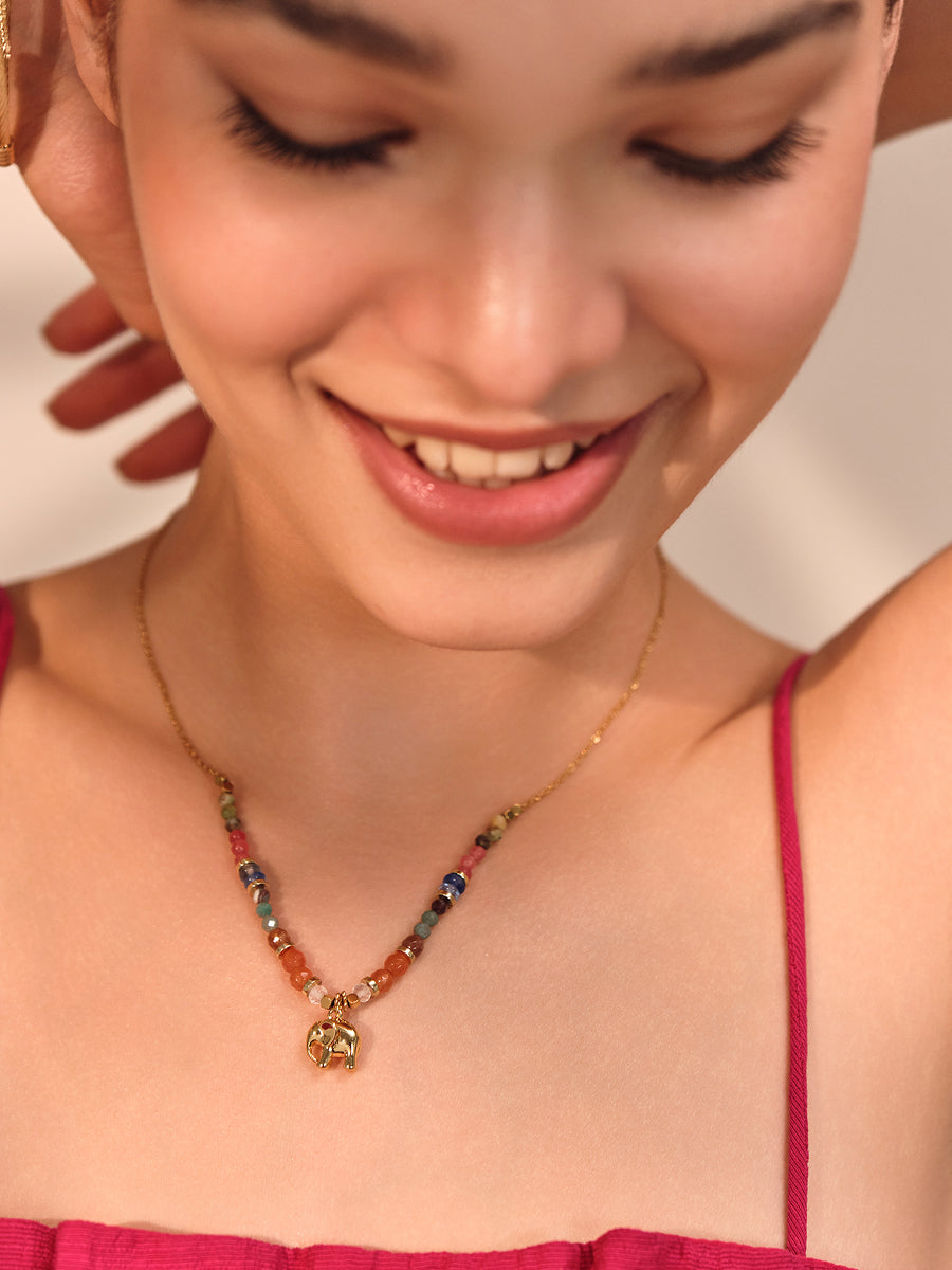 Elephant Charm Beaded Necklace