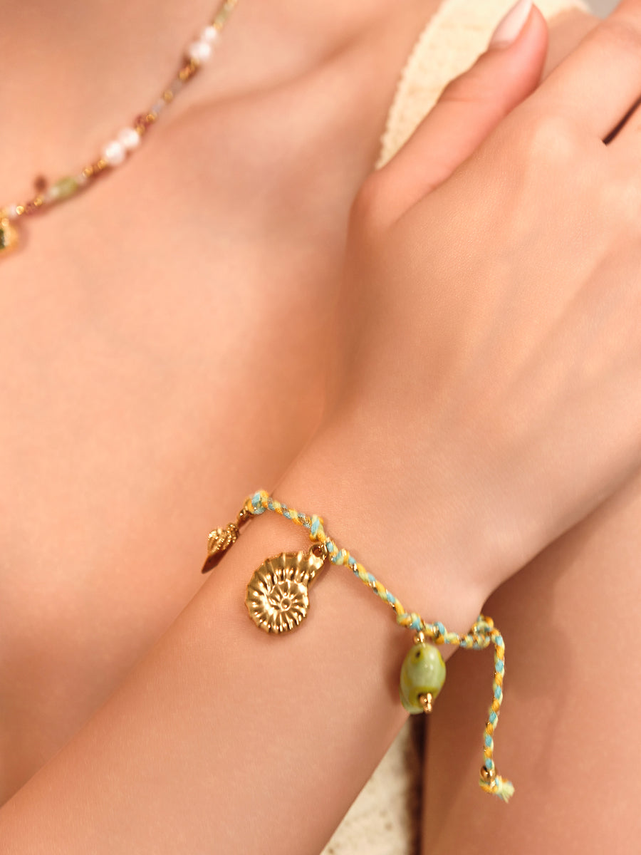 Golden Ammonite Cord Bracelet