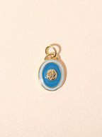 Blue Rose Oval Charm