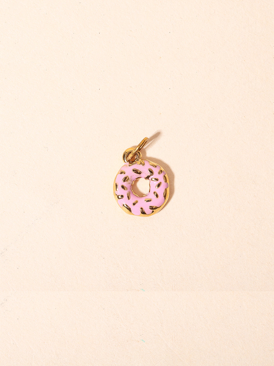 Pink Donut with Golden Sprinkles Charm